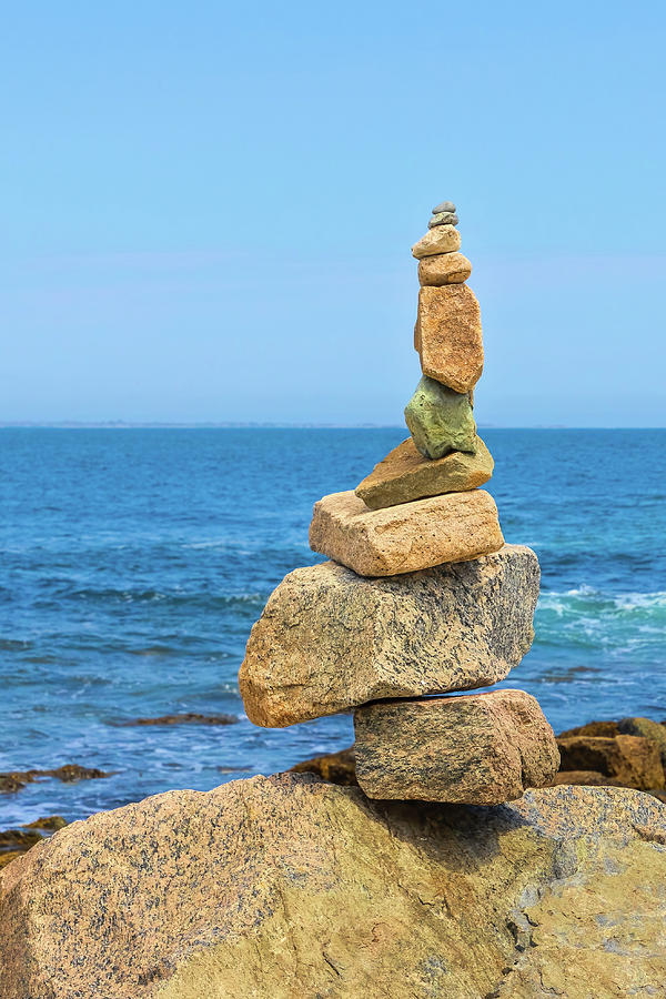 Cairn By The Sea Photograph by Elvira Peretsman