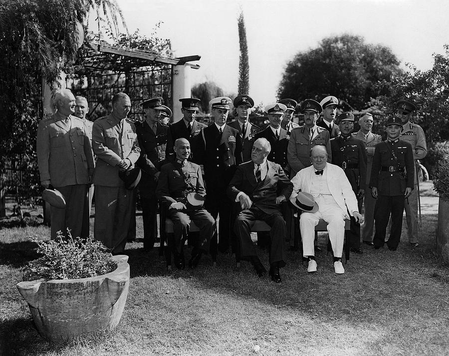 Cairo Conference 1943 - Chiang Kai-shek - Roosevelt - Churchill  Photograph by War Is Hell Store