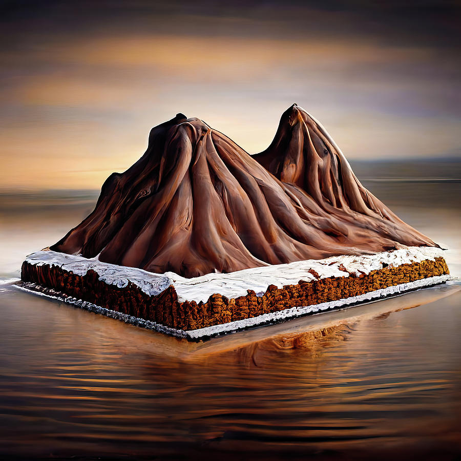 Cake Country 02 Chocolate Mountains Island Digital Art by Matthias Hauser