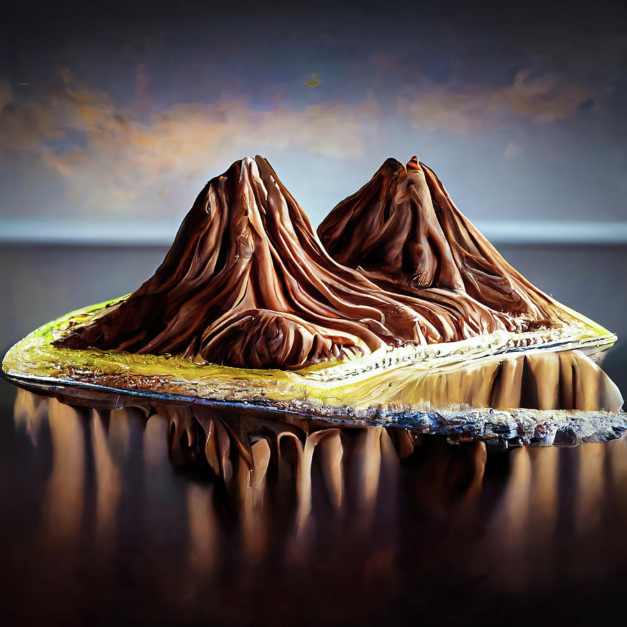Cake Country 06 Chocolate Mountains Reflection Digital Art by Matthias Hauser