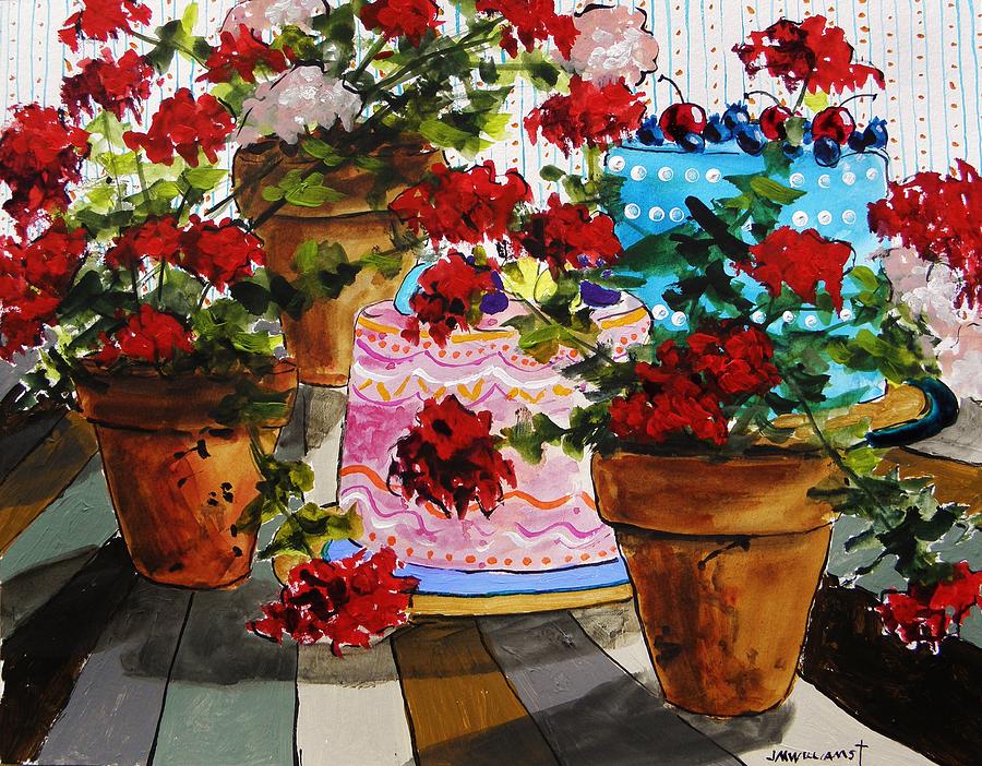 Cakes Amongst Geraniums Painting by John Williams