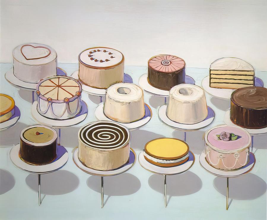 Landscape Painting - Cakes- Wayne Thiebaud - 1963 by Emma Ava