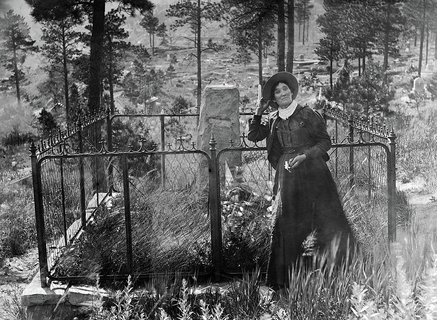 Calamity Jane At Wild Bill Hickoks Grave - Circa 1903 Photograph by War Is Hell Store