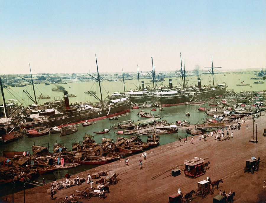 Calcutta Harbour Steamers - Circa 1905 Photochrom Photograph by War Is Hell Store