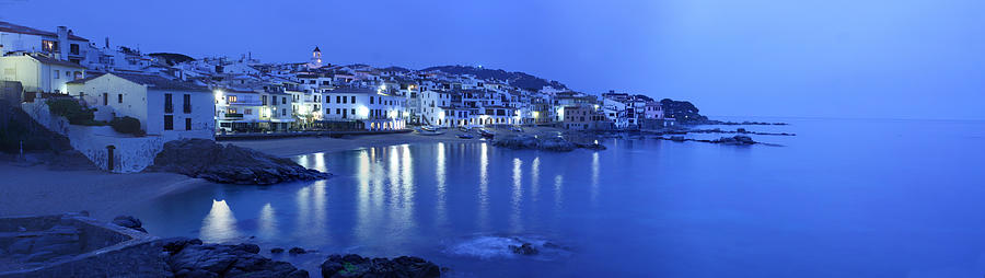 Calella de Palafrugell Panorama at Dusk Photograph by Geoff Harrison