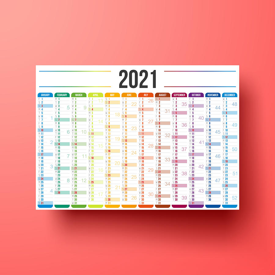 Calendar 2021 isolated on red background Drawing by Bgblue