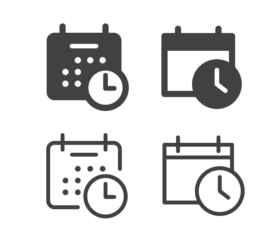Calendar and Time - Illustration Icons Drawing by -victor-