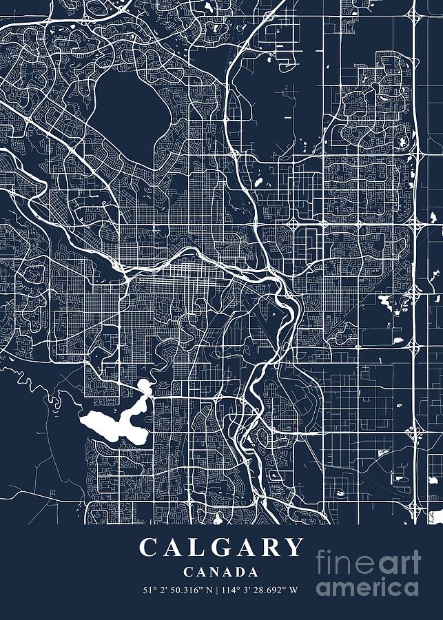 Calgary - Canada Blueprint Plane Map Photograph by Tien Stencil - Fine ...