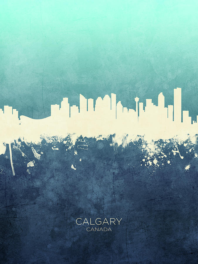 Skyline Digital Art - Calgary Canada Skyline #13 by Michael Tompsett
