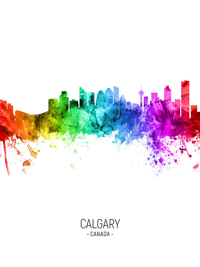 Skyline Digital Art - Calgary Canada Skyline #46 by Michael Tompsett