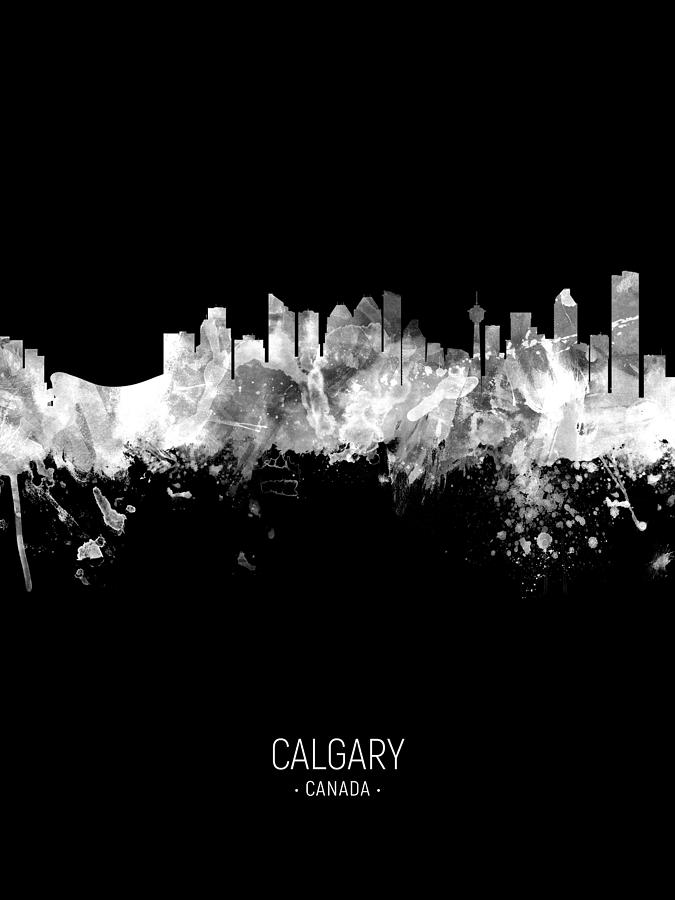 Skyline Digital Art - Calgary Canada Skyline #76 by Michael Tompsett