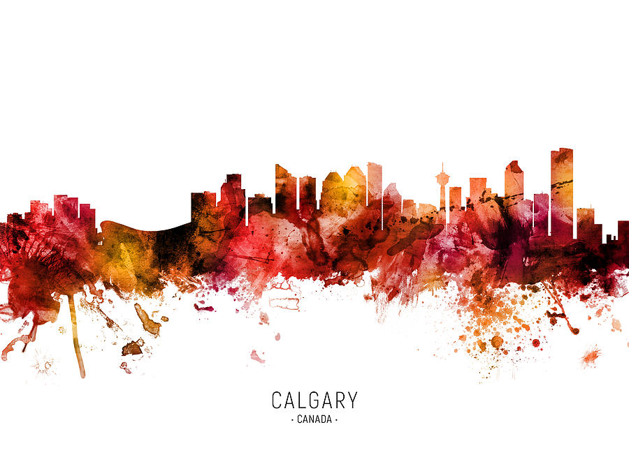Skyline Digital Art - Calgary Canada Skyline #85 by Michael Tompsett