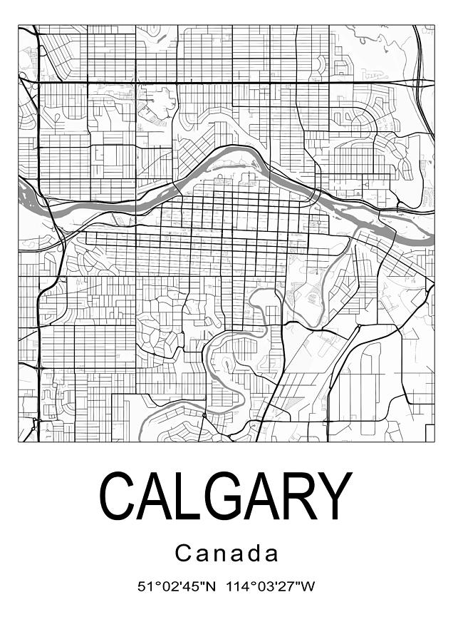 Calgary, Canada, city map #001 Digital Art by Dandi Studio - Fine Art ...