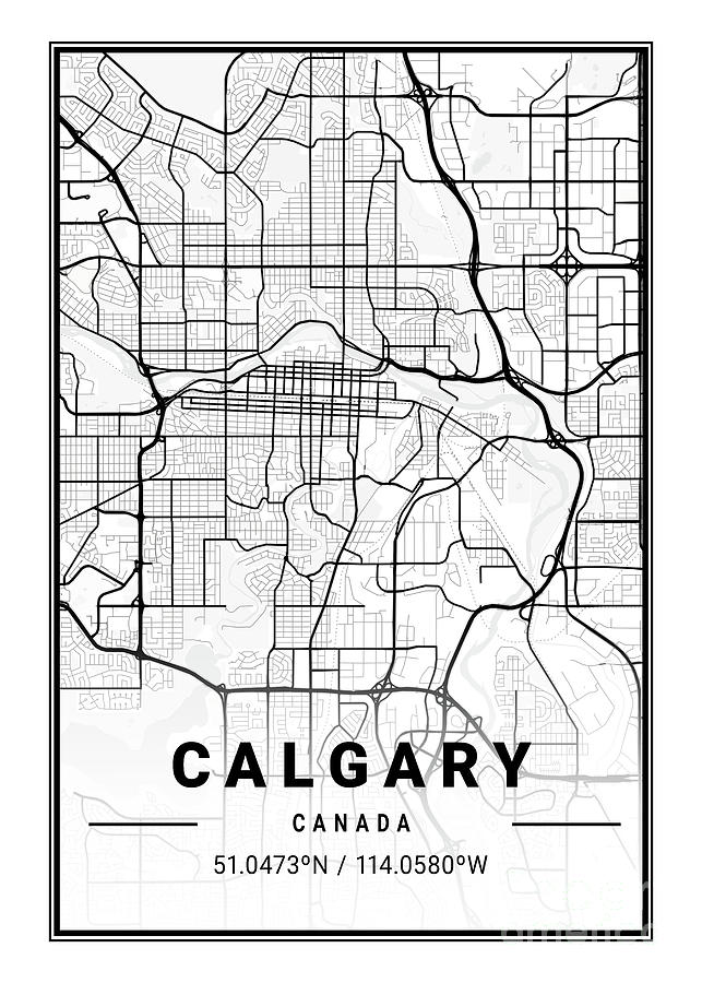 Calgary - United States Light City Map Digital Art by Tien Stencil ...