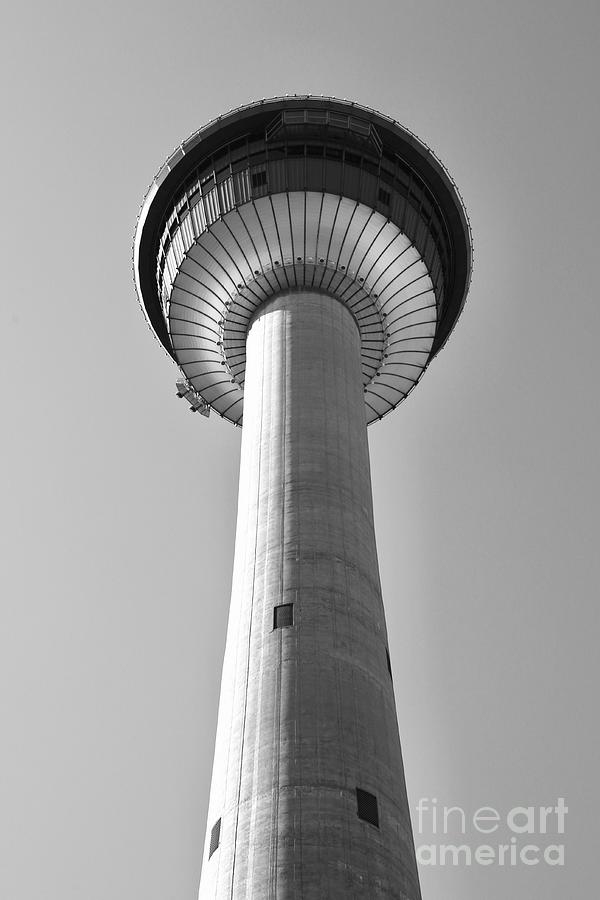 Calgary Tower Black and White Photograph by Carol Groenen