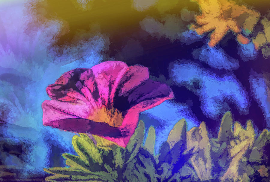 Purple Flower Mixed Media - Calibrachoa Aloha Purple Sky Abstract II by Linda Brody