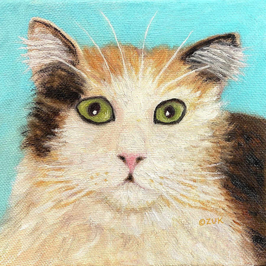 Calico Cat Face Painting by Karen Zuk Rosenblatt