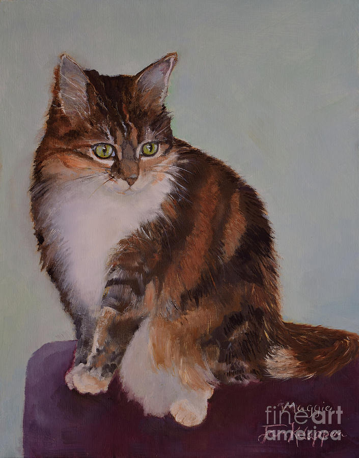 Calico Cat Painting by Jan Dappen