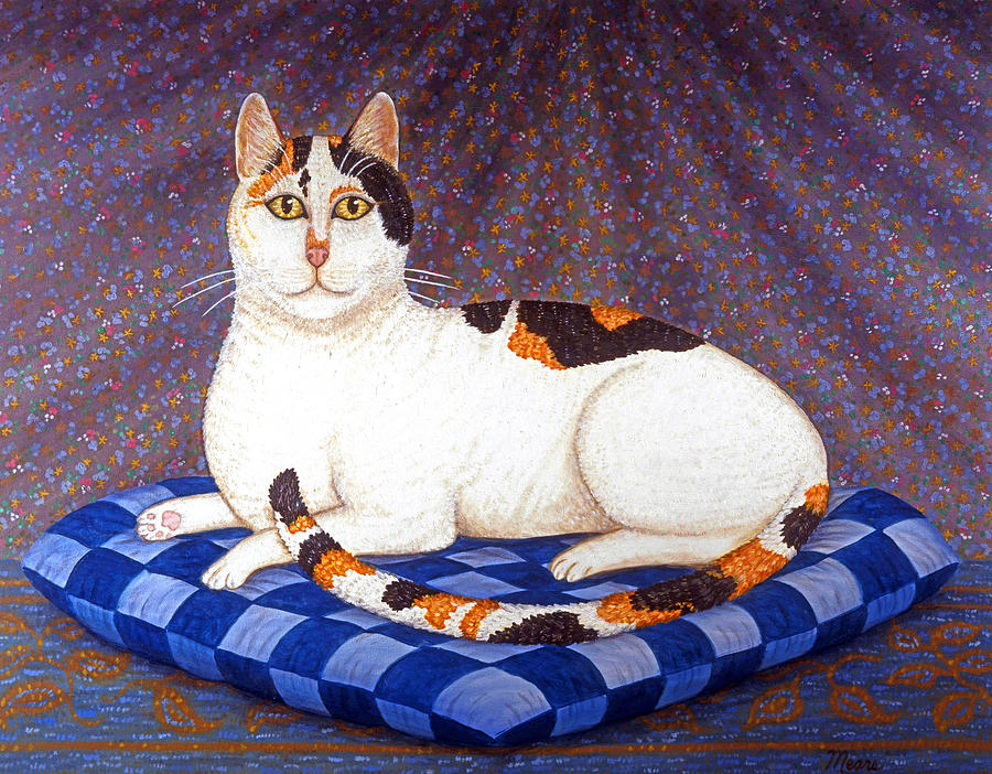 Cat Painting - Calico Cat Portrait by Linda Mears