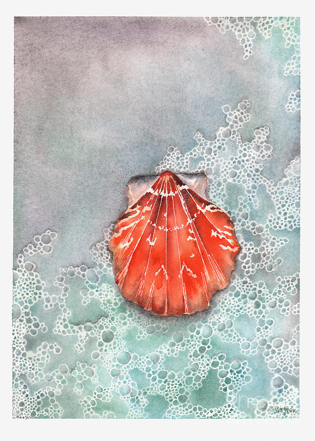 Calico Scallop Painting by Hilda Wagner