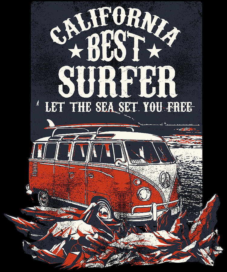 Vintage Digital Art - California Best Surfer by Jacob Zelazny