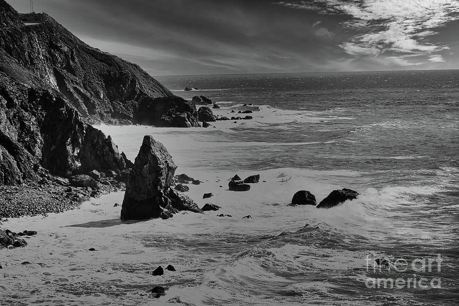 California Big Sur Coast Black White  Photograph by Chuck Kuhn