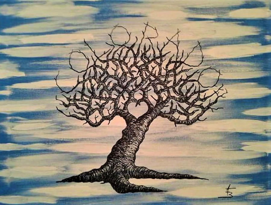 Colorado- Blue Sky- Love Tree Drawing by Aaron Bombalicki