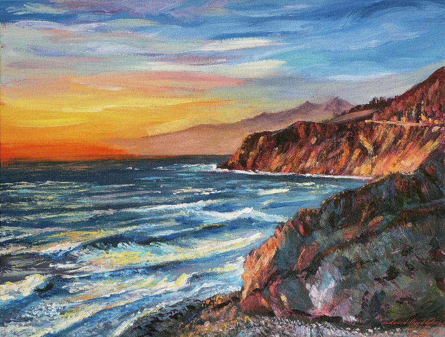 California Central Coast Along Hwy 1 Painting by David Lloyd Glover