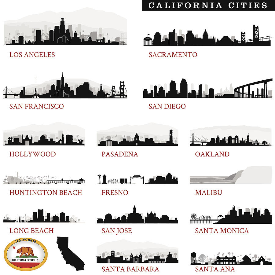 California Cities Detailed Drawing by Albertc111