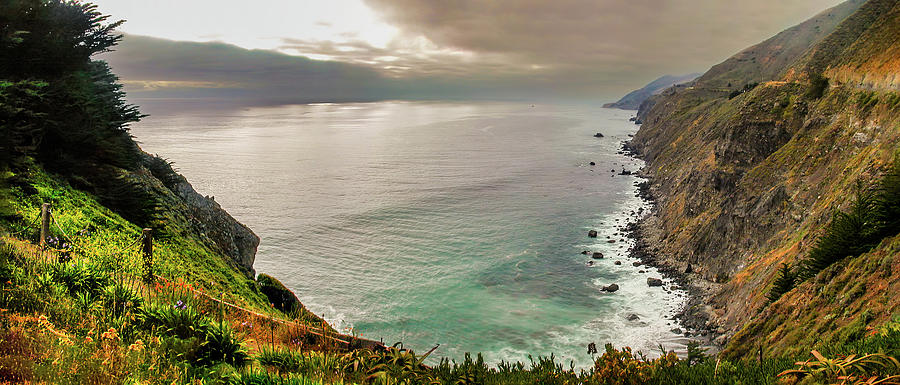California Coast Cove and Ocean Panorama Photograph by Dan Carmichael