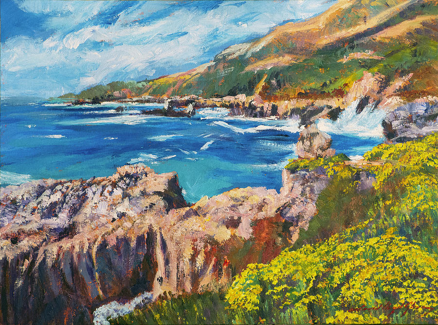 California Coast Hwy 1 Painting by David Lloyd Glover