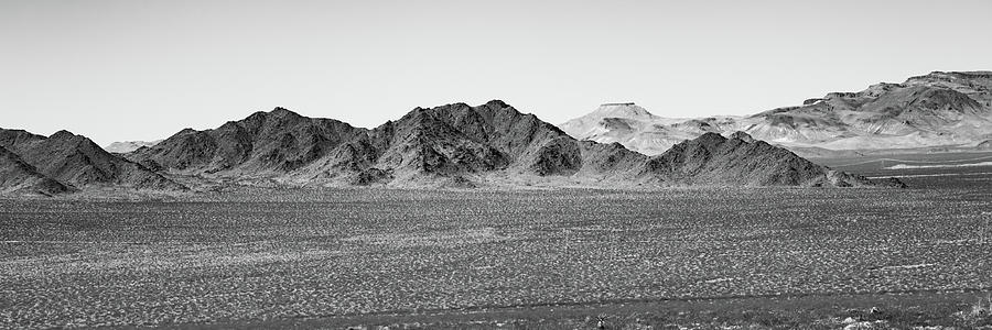 California Desert Hills Mountain Landscape Panorama - Black And White Photograph