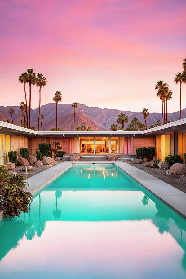 California Dreaming - Mid-Century Pool Digital Art by Philippe HUGONNARD California Dreaming - Mid-Century Pool Digital Art by Philippe HUGONNARD