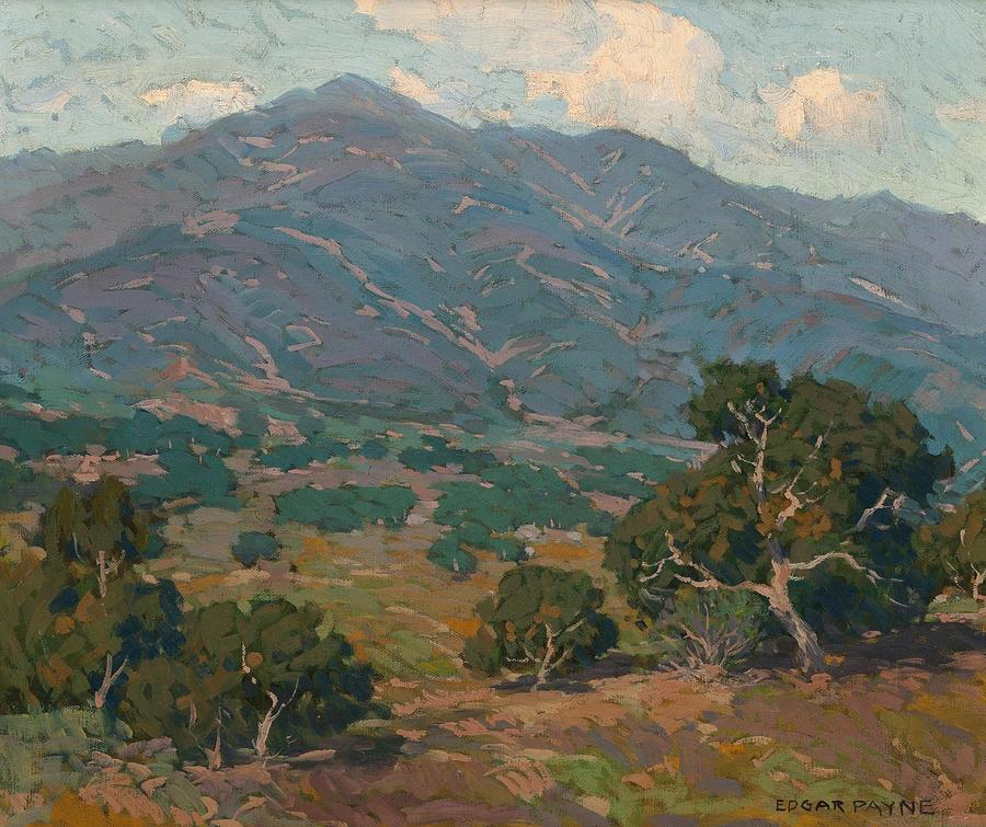Mountain Drawing - California Foothills with San Gabriel Mountains in the Distance by Edgar Alwin Payne American