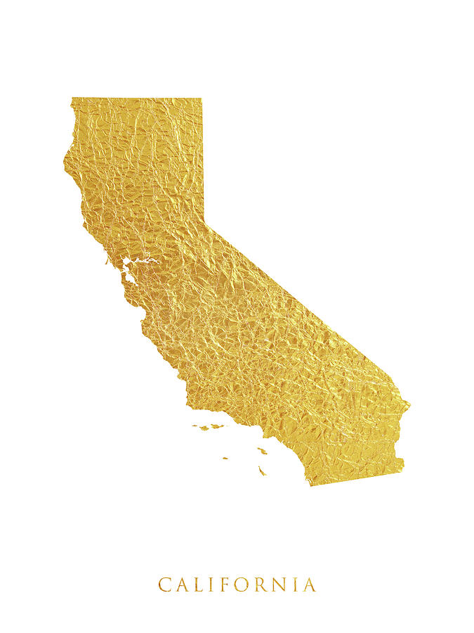 California Gold Map #45 Digital Art by Michael Tompsett