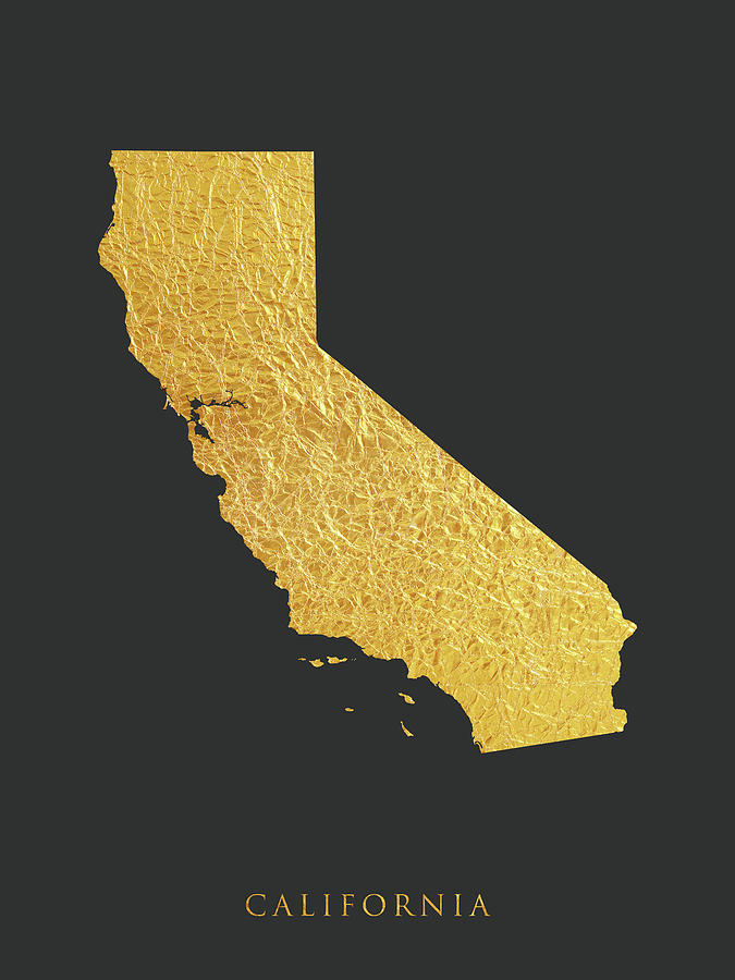 California Gold Map #96 Digital Art by Michael Tompsett