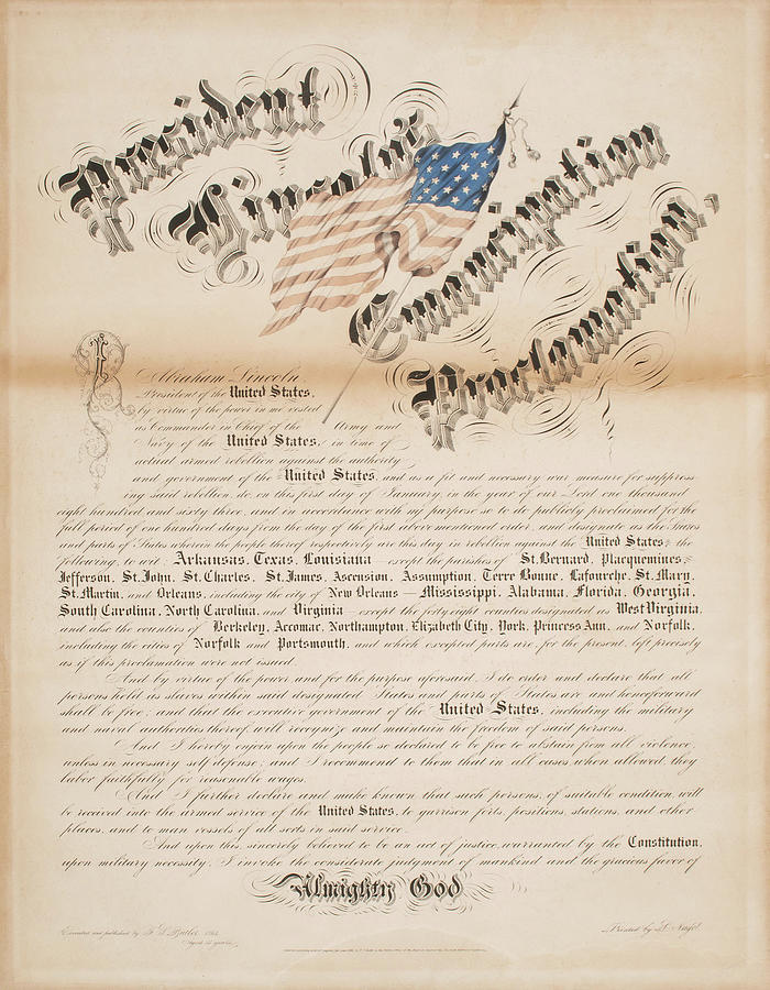 California Imprint of President Lincolns Emancipation Proclamation ...