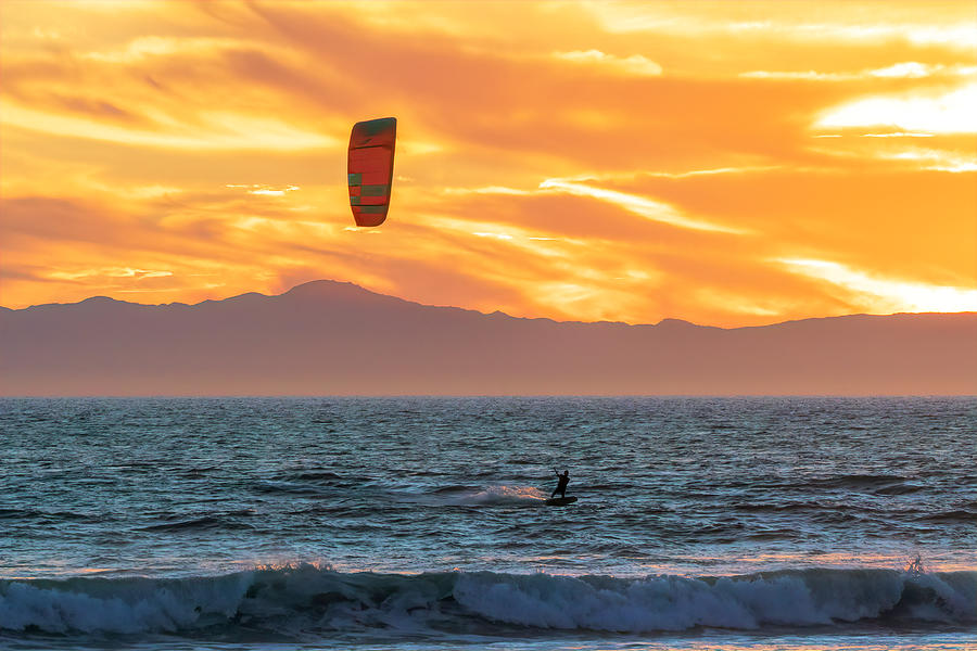 California Kiteboarding at Sunset Photograph by Lindsay Thomson