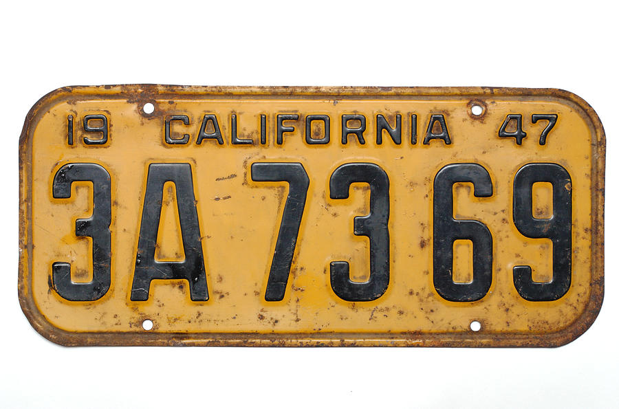 California license plate, 1947 Photograph by Stone18