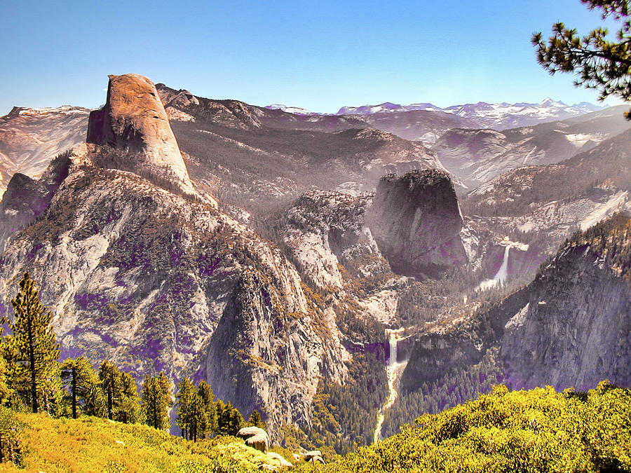 California Mountains Yosemite Waterfalls and Domes Photograph by Dan Carmichael