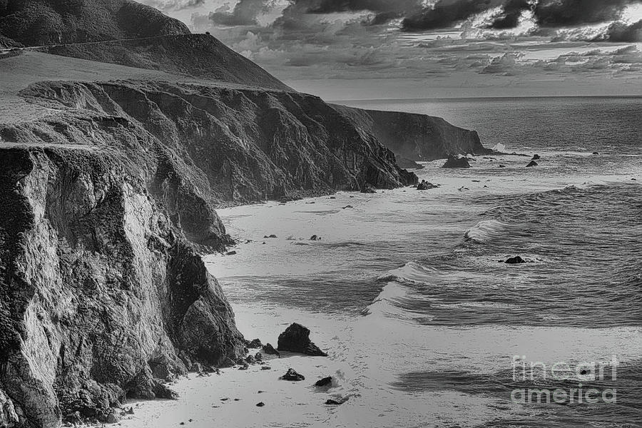 California Pacific Ocean Black White  Photograph by Chuck Kuhn