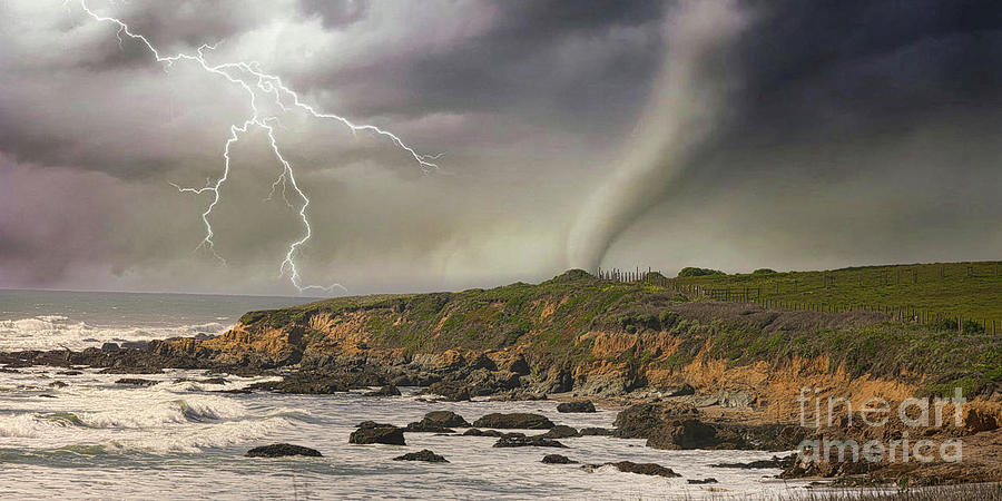 California Pacific Ocean Lightning Landscape  Photograph by Chuck Kuhn