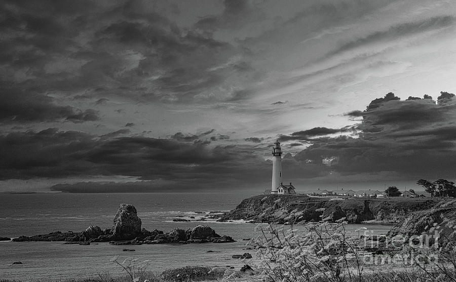 California Pigeon Point Lighthouse BW Photograph by Chuck Kuhn