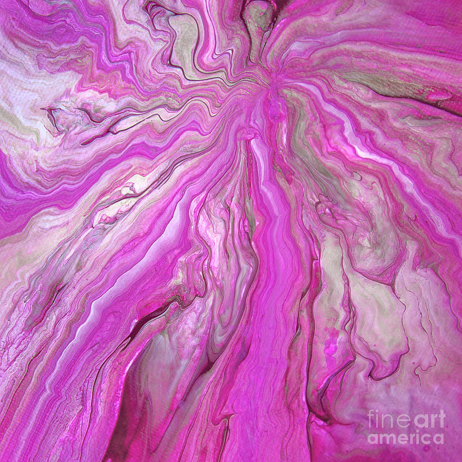 Abstract Painting - California Pink Acrylic Pour by Elisabeth Lucas