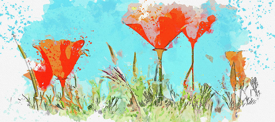 California Poppies 51, Ca 2021 By Ahmet Asar, Asar Studios Painting