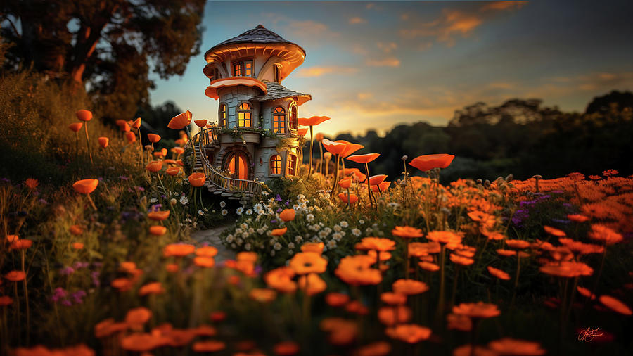 California Poppy House Digital Art by Lori Grimmett