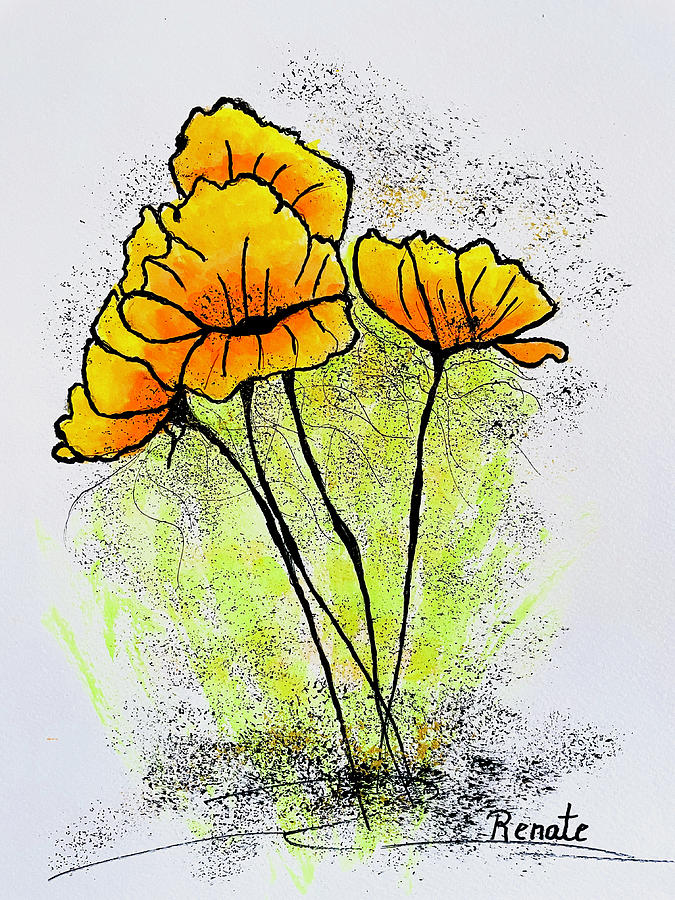 California Poppys  Painting by Renate Dartois