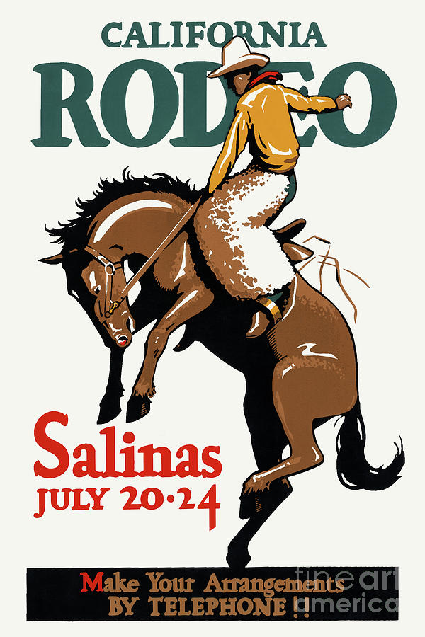California Rodeo Salinas Usa 1930s Vintage Poster Drawing