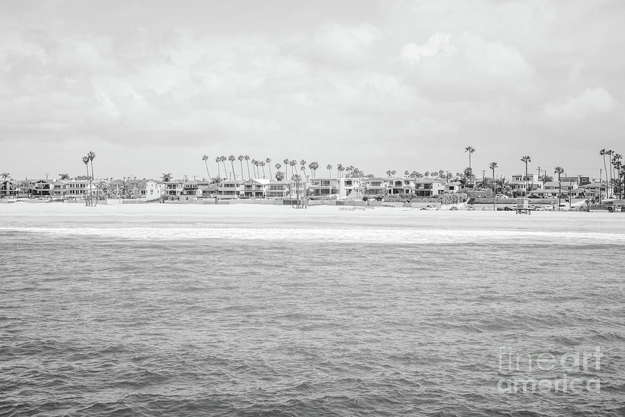 California Seal Beach Skyline Black and White Photo Photograph by Paul Velgos