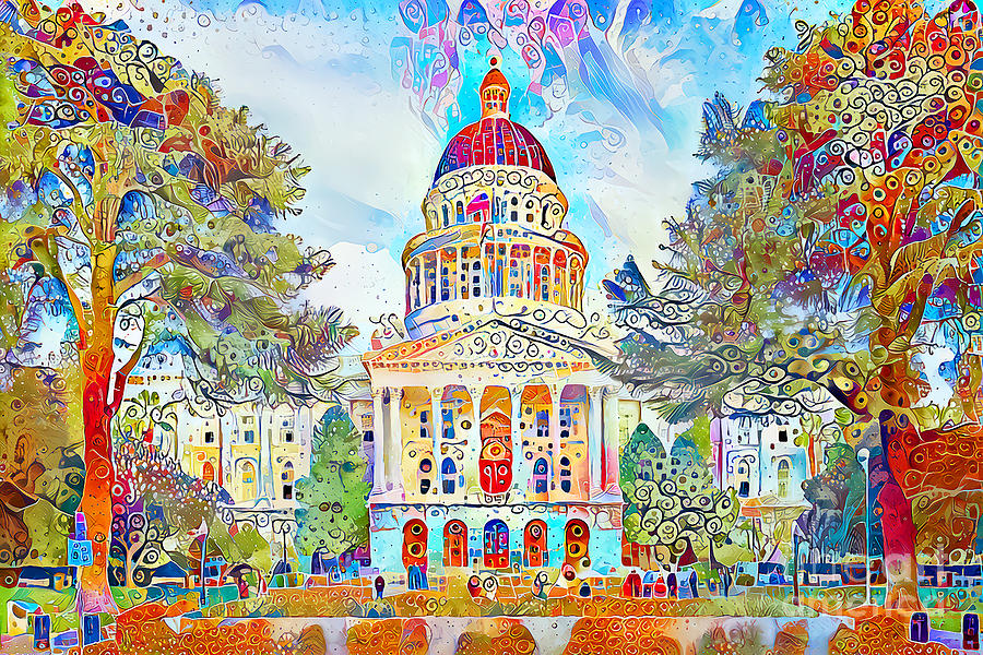 California State Capitol in Contemporary Whimsical Motif 20210205 Photograph by Wingsdomain Art and Photography